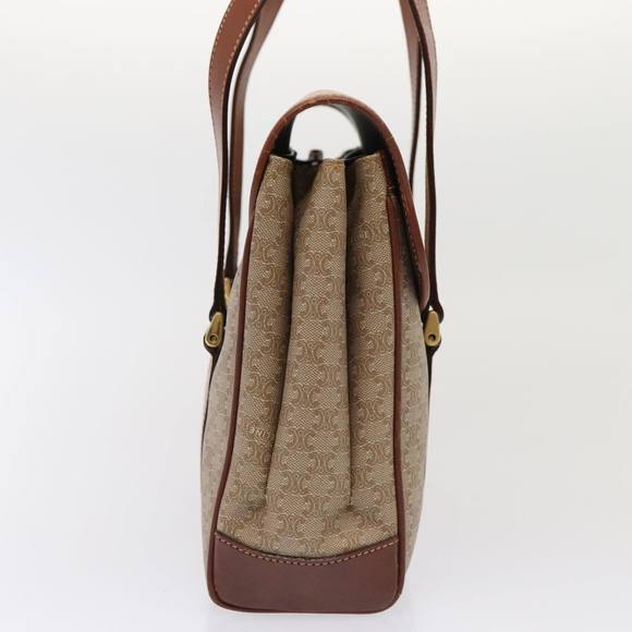 CELINE Macadam Canvas Hand Bag Beige Gold Auth 86426 - Picture 4 of 16